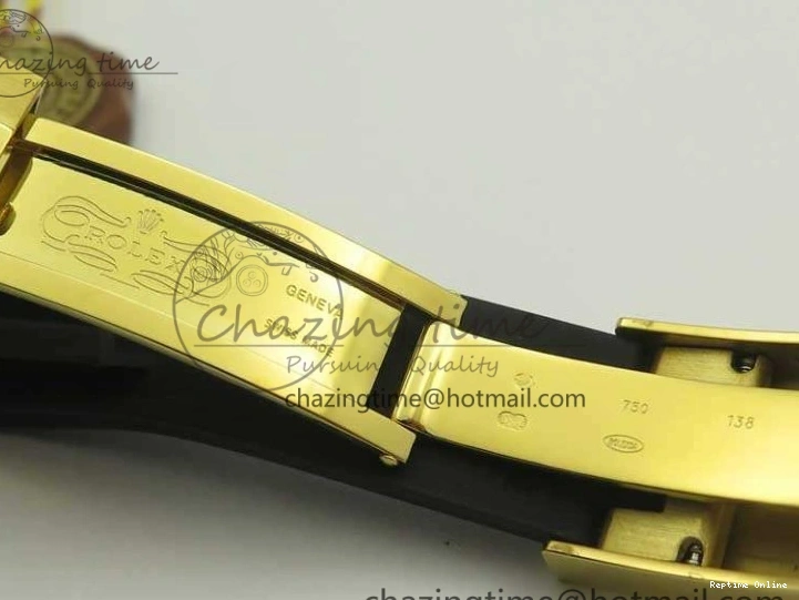 0522 Chic Daytona 116518LN YG JH Best Black Gold Dial On Rubber Strap A4130 (Free XS Rubber ) 3458